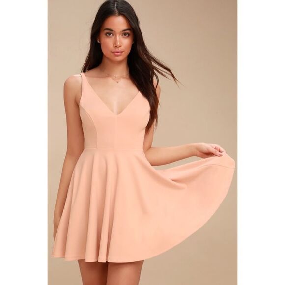 NWT Lulus Darling Delight Blush Skater Dress, Size Small - Picture 3 of 9